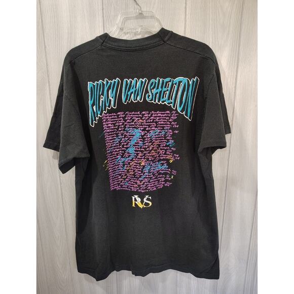 VTG Ricky Van Shelton Single Stitch Men's Black 2-Side Concert T-Shirt 1990 XL - Picture 3 of 8